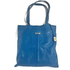 Cole Haan Village Marcy Leather Pebble Blue Tech Tote Purse Women’s